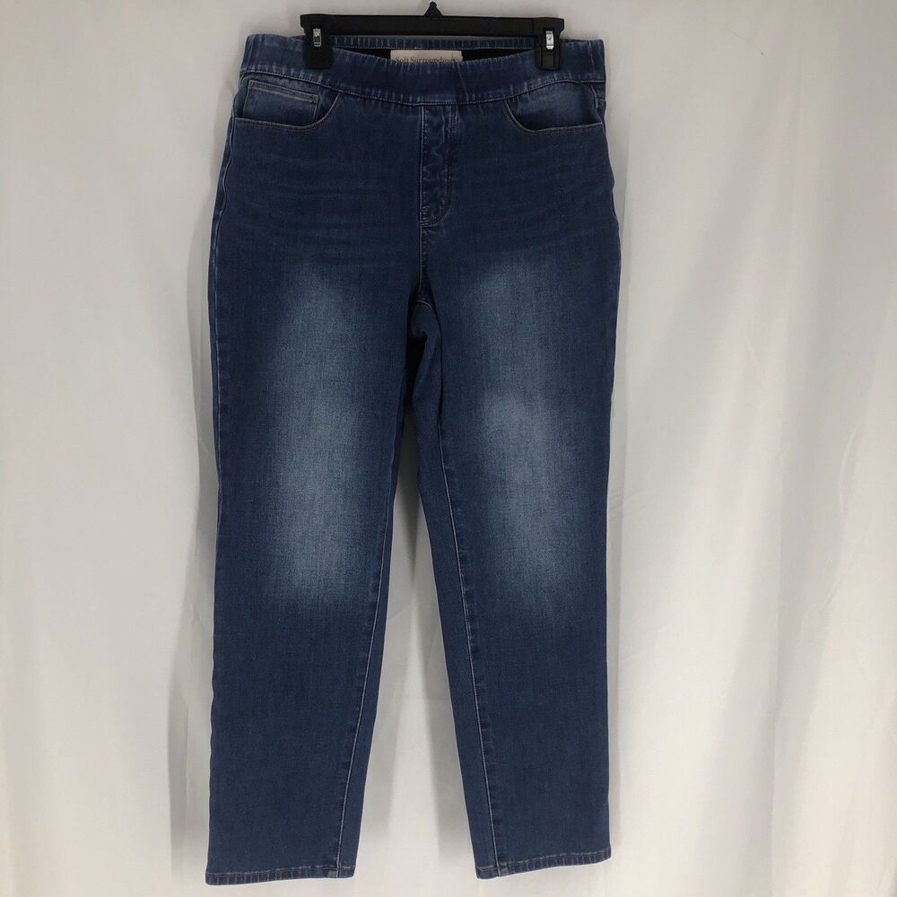 SOFT SURROUNDINGS size PL Blue Stretch Denim Pull-On Legging Jeans Jeggings